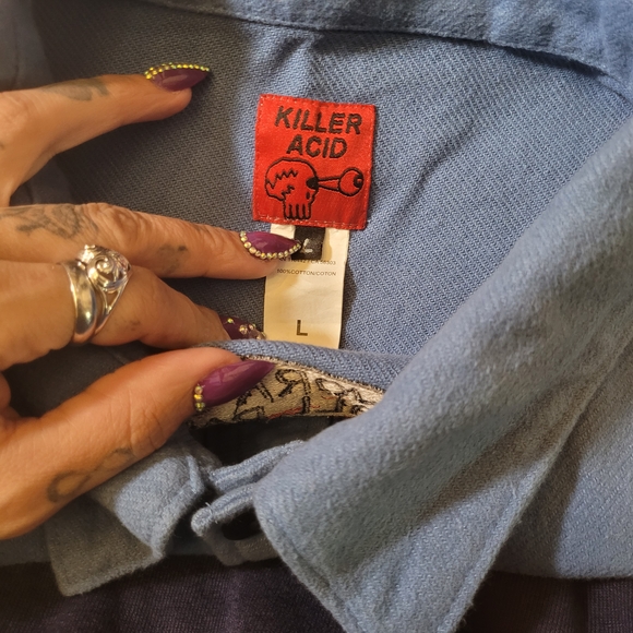 Men's Blue Embroidered Longsleeve/Jacket - Picture 4 of 6